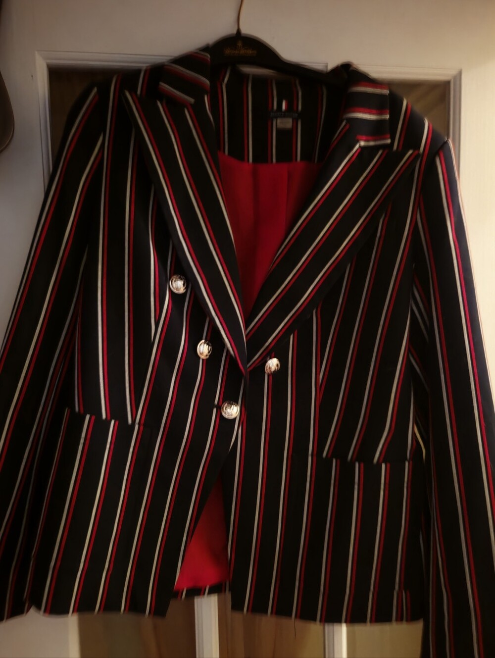 Tommy HilfIger Signature Stripe Double Breasted Blazer Sz12